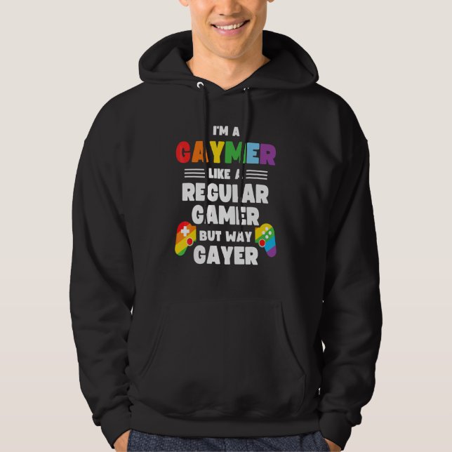 Gaymer Gay Gamer Lgbt Pride Rainbow Controller Ga Hoodie (Framsida)