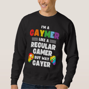 Gaymer Gay Gamer Lgbt Pride Rainbow Controller Ga Lång Ärmad Tröja