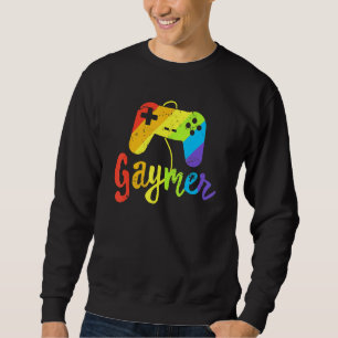Gaymer Gay Gamer Lgbt Pridet Rainbow Parad March L Lång Ärmad Tröja