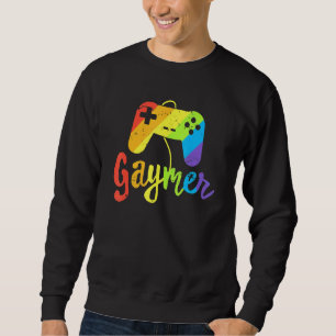Gaymer Gay Gamer Lgbt Pridet Rainbow Parad March L Lång Ärmad Tröja