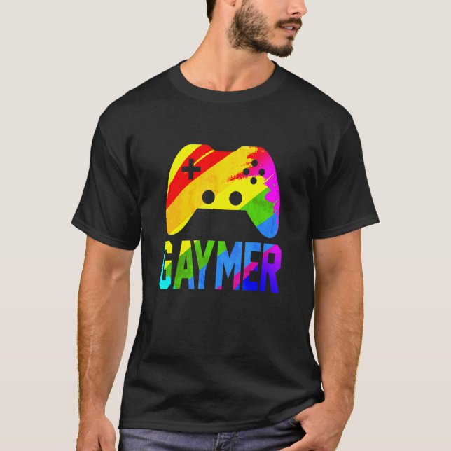 Gaymer Gay pride Flagga Lgbt Pride Gaming Gamepad  T Shirt (Framsida)