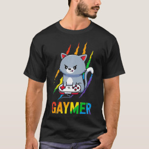 Gaymer LGBT Cat Pride Regnbåge Videospel Älskare T Shirt