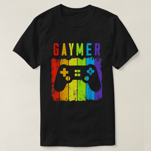 Gaymer LGBT Gamer Gay pride Rainbow Gamepad 1 T Shirt (Design framsida)