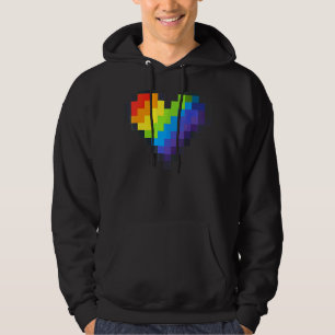 Gaymer Lgbt Retro Pride Gay Gamer Pixel Heart Hoodie