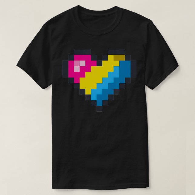 Gaymer LGBT Retro Pride Panseual Gamer Piel Heart T Shirt (Design framsida)