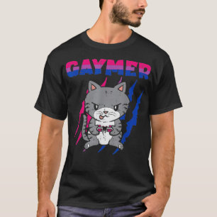 Gaymer Purride Cat Video Game Gamer LGBTQ Bisexual T Shirt
