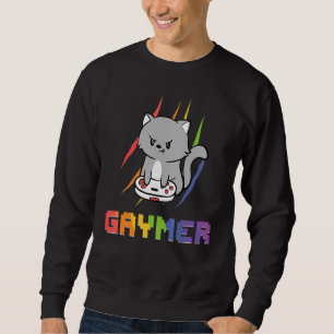 Gaymer Purride Cat Video Game Gamer Lgbtq Rainbow Lång Ärmad Tröja