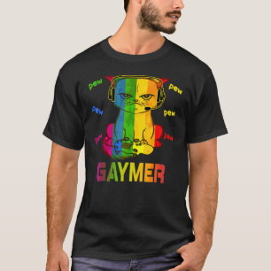Gaymer Purride Cat Video Game Gamer Lgbtq Rainbow T Shirt