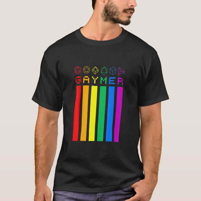 Gaymer Rainbow Dice Flagga Lgbt Pride Gay Gamer T Shirt (Framsida)