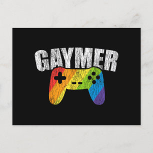 Gaymer Rainbow Flagga Gaming Lesbisk Gay Bisexual Vykort