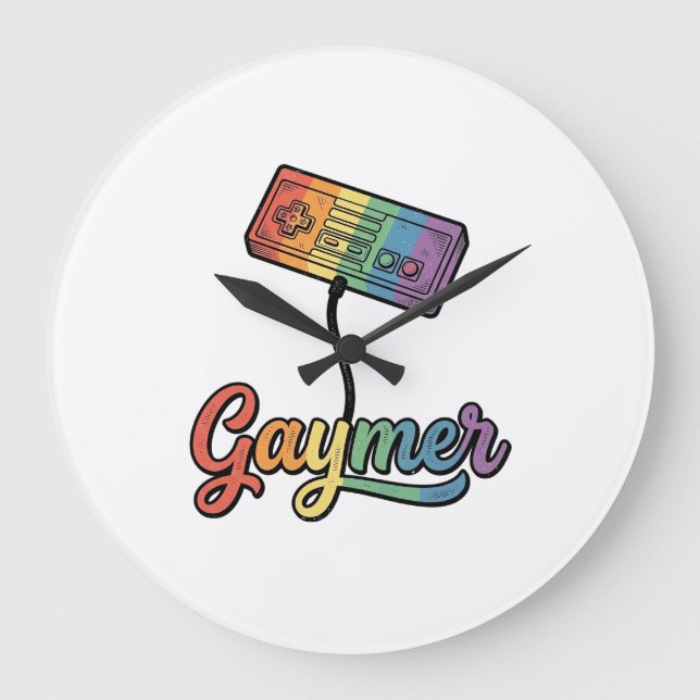 Gaymer Rainbow Gamer Vector Shirt Design_1 Stor Klocka (Framsida)
