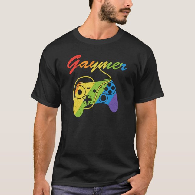 Gaymer | Rainbow Video Game Controller | Gaming T Shirt (Framsida)