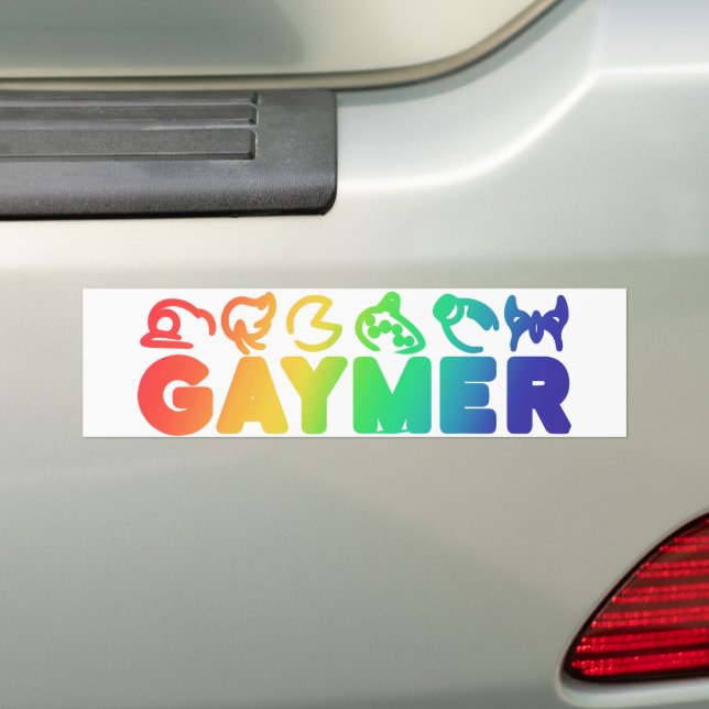 Gaymer | Regnbåge Ombre Funny Gay pride Button Bildekal (På Bil)