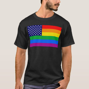 Gaymerikanska Pride Flagga T Shirt