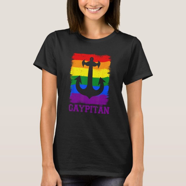 Gaypiter Gay och Kapten Funny Retro Anchor LGBT T Shirt (Framsida)
