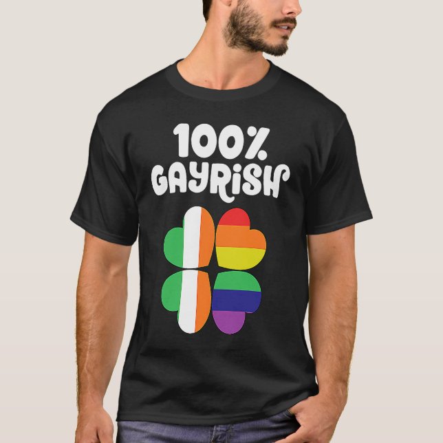Gayrish LGBTQ Gay Pride Shamrock Lucky St Patricks T Shirt (Framsida)