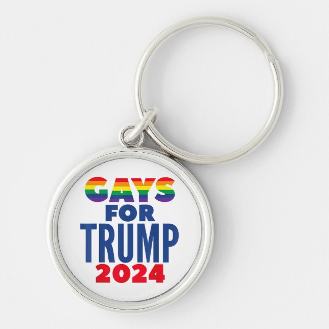 Gays for Trump 2024 Val Rund Silverfärgad Nyckelring (Framsidan)