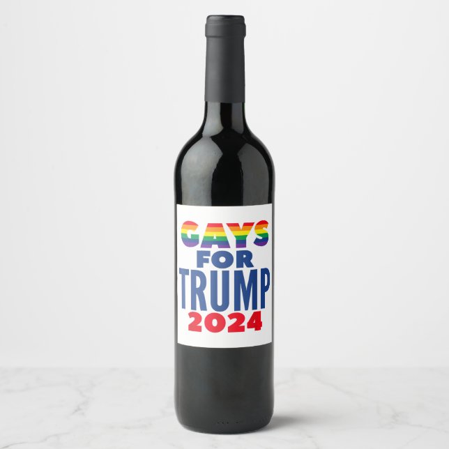 Gays for Trump 2024 Val Vinflaska Etikett (Framsida)