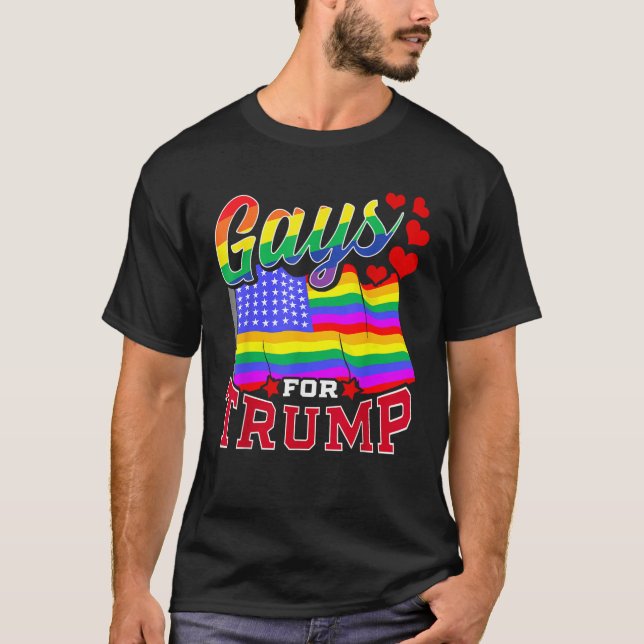 Gays for Trump LGBTQ Supporter Patriotic USA Ameri T Shirt (Framsida)