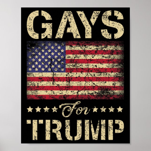 Gays for Trump Stars och stripes American Flagga Poster (Framsidan)