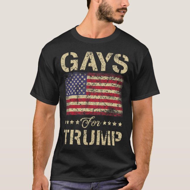 Gays for Trump Stars och stripes American Flagga T Shirt (Framsida)