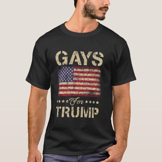 Gays for Trump Stars och stripes American Flagga T T Shirt (Framsida)