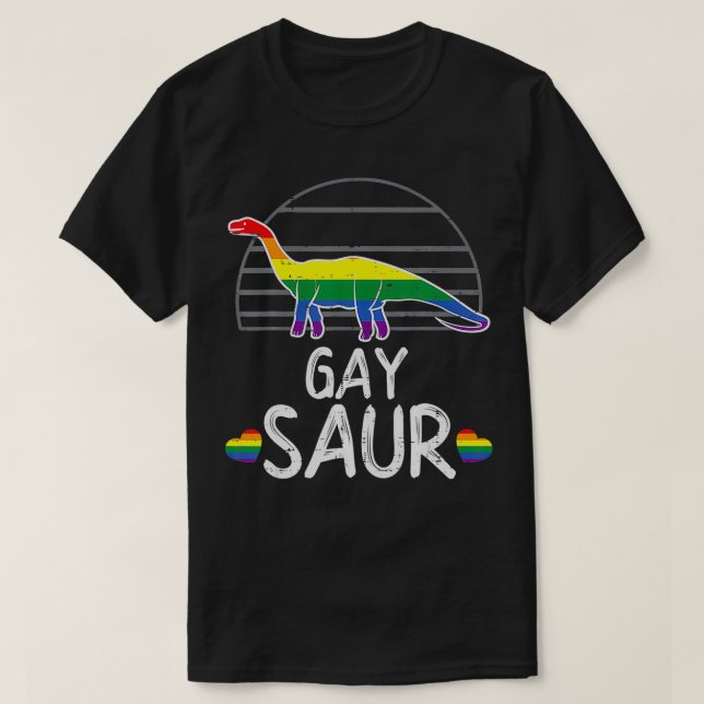 Gaysaur Dinosaur Dino LGBTQ Rainbow Flagga Gay pri T Shirt (Design framsida)
