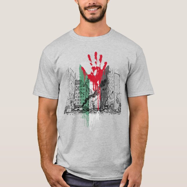 Gazas tragedi – Palestinsk solidaritet T-shirt (Framsida)