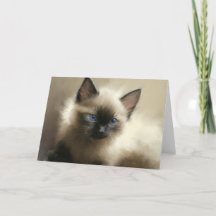 Gaze-Oskuld Siamese Kitten Porträtt-kort Tack Kort