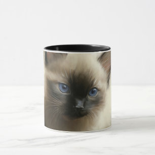 Gaze: Oskuld Siamese Kitten Porträtt Mugg