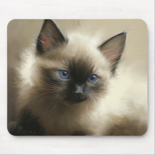 Gaze: Oskuld Siamese Kitten Porträtt Musmatta
