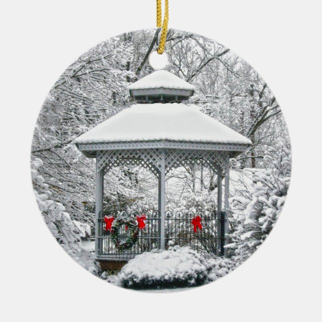 Gazebo i Snö Julgransprydnad Keramik (Framsidan)