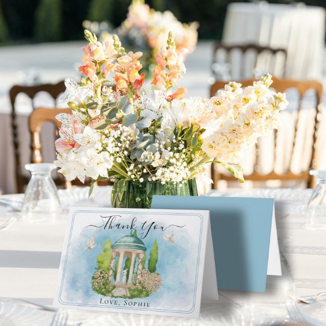Gazebo-statblommor duves Bröllop Tack för ditt kor Kort (Skapare uppladdad)