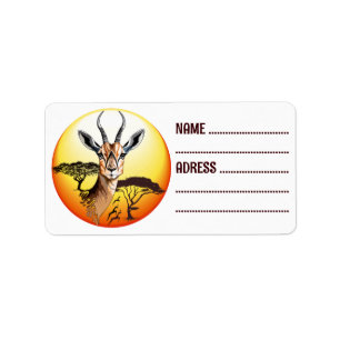 Gazelle African Antelope Vild Animal Adressetikett