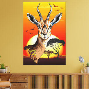 Gazelle African Antelope Vild Animal Canvastryck