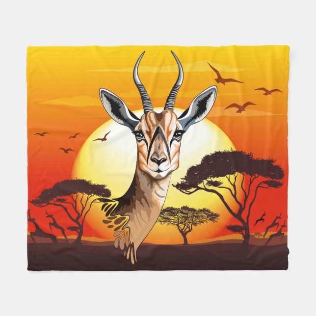 Gazelle African Antelope Vild Animal Fleecefilt (Framsidan (Horisontell))