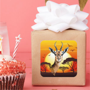 Gazelle African Antelope Vild Animal Fyrkantigt Klistermärke