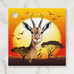 Gazelle African Antelope Vild Animal Gåvor Etiketter