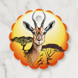 Gazelle African Antelope Vild Animal Gåvor Etiketter