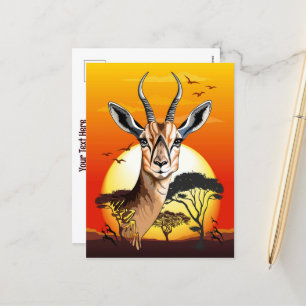 Gazelle African Antelope Vild Animal Helg Vykort