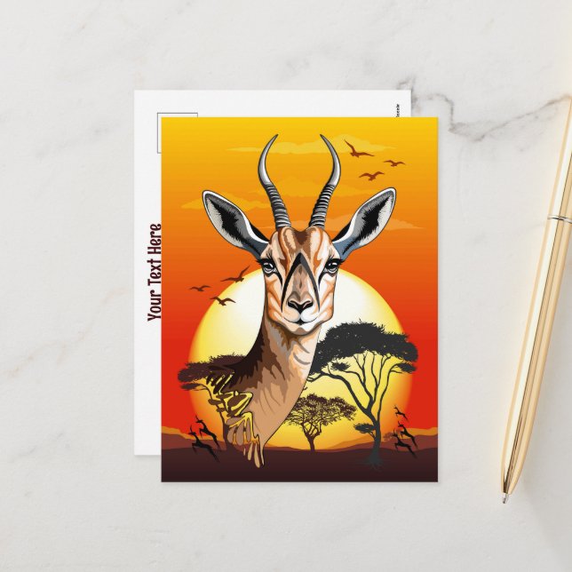 Gazelle African Antelope Vild Animal Helg Vykort (Fram/Back In Situ)