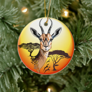 Gazelle African Antelope Vild Animal Julgransprydnad Keramik