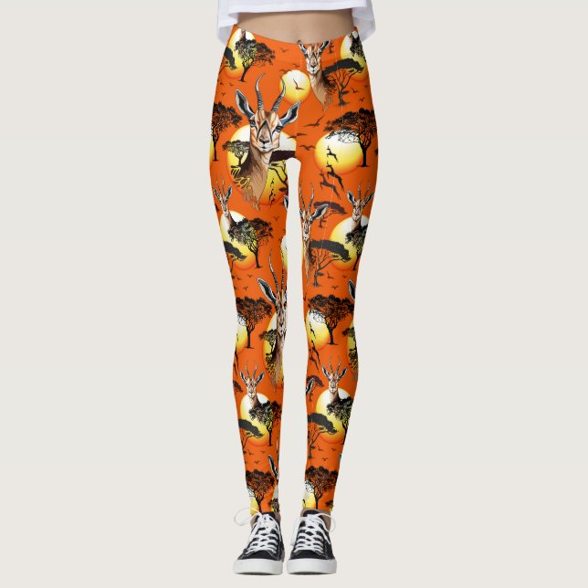 Gazelle African Antelope Vild Animal Leggings (Framsida)