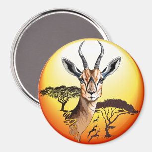 Gazelle African Antelope Vild Animal Magnet