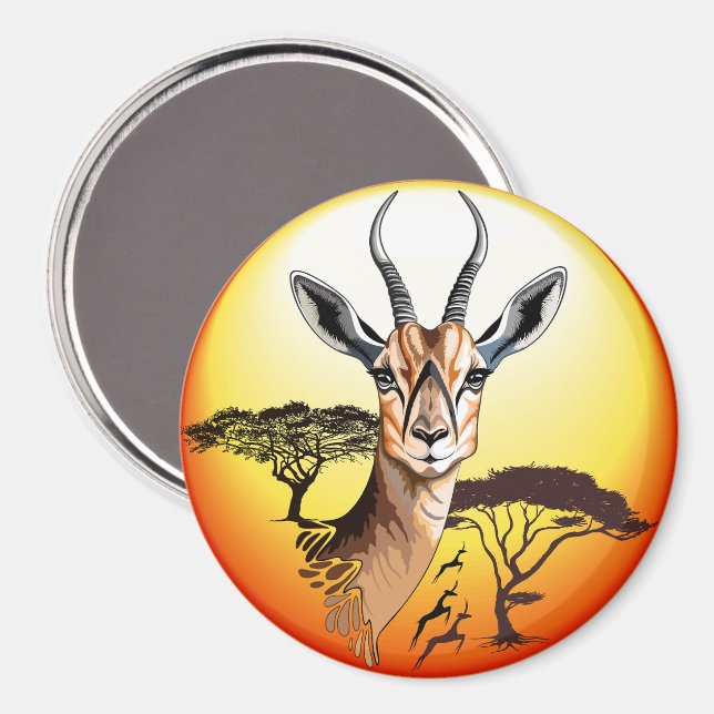 Gazelle African Antelope Vild Animal Magnet (Front/Back)