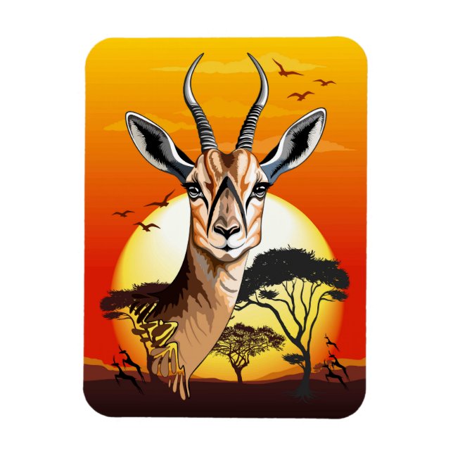 Gazelle African Antelope Vild Animal Magnet (Vertikal)