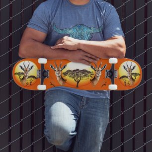 Gazelle African Antelope Vild Animal Mini Skateboard Bräda 18,5 Cm