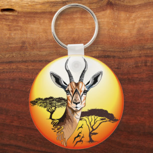Gazelle African Antelope Vild Animal Nyckelring