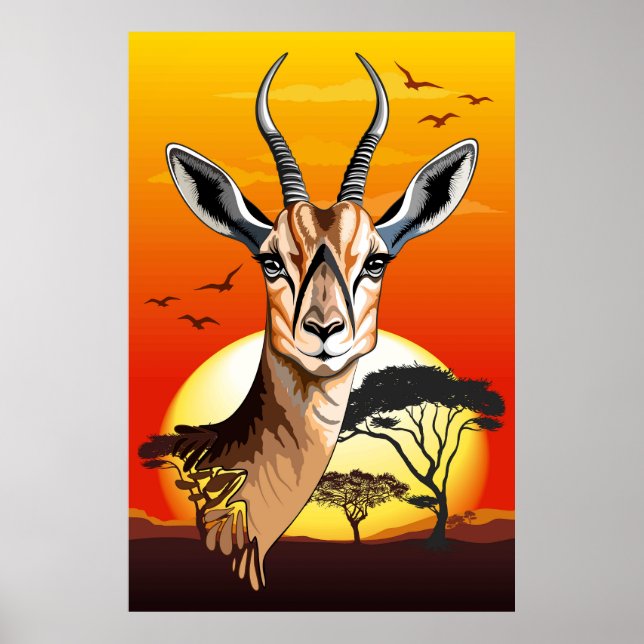 Gazelle African Antelope Vild Animal Poster (Framsidan)
