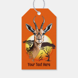 Gazelle African Antelope Vild Animal Presentetikett